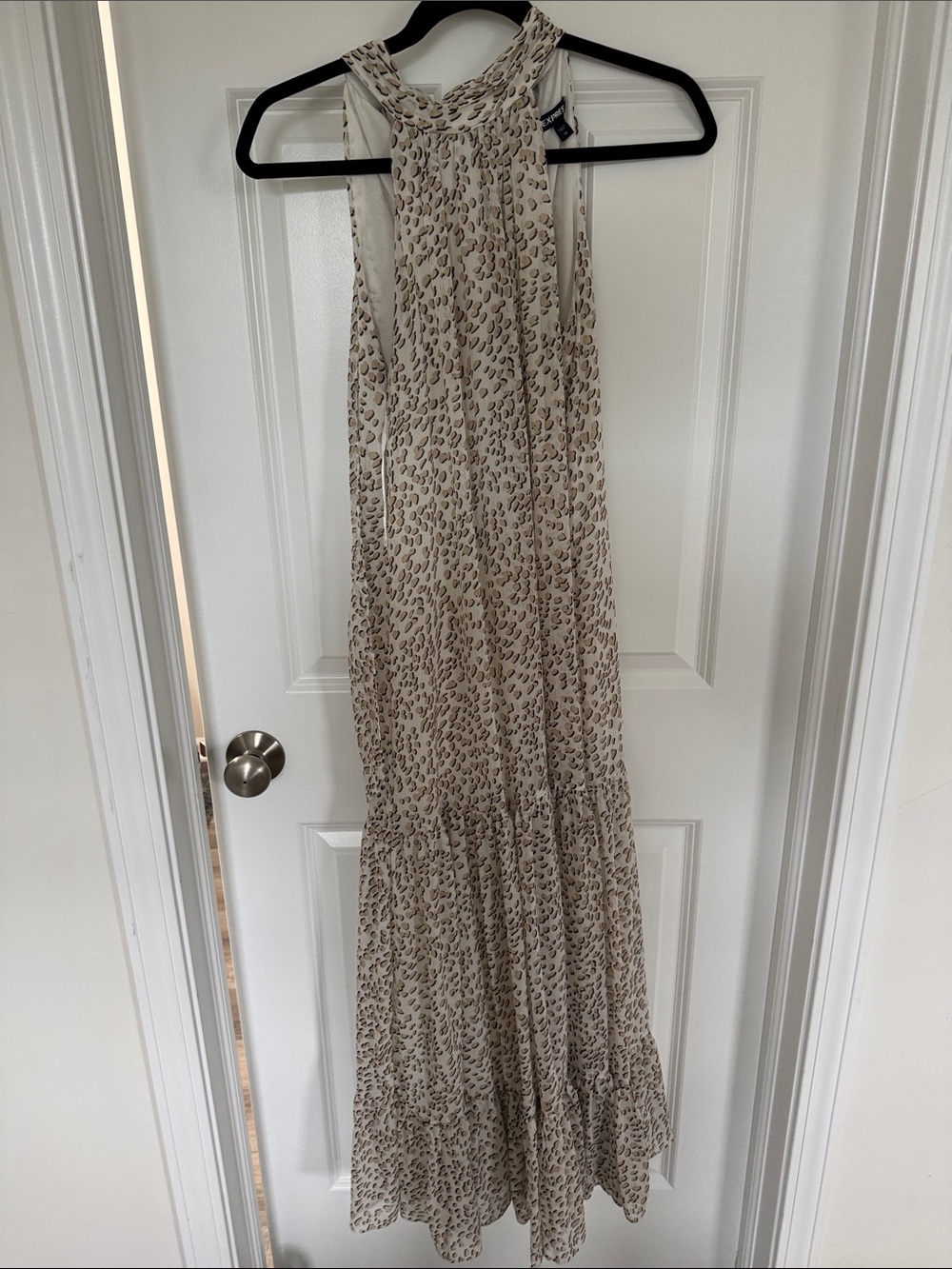 Express Cream Leopard Print Maxi Dress